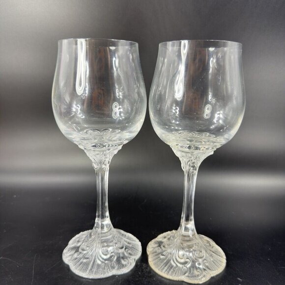 Rosenthal Monbijou Classic Rose Drinking Clear Crystal Water Goblet Glass Set 2 - Picture 11 of 11